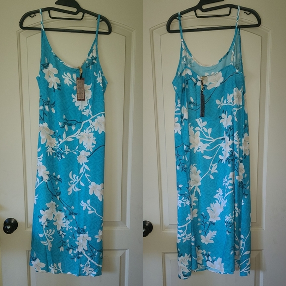 New Novella Royale The Avery Dress midi aqua lilies floral M - Picture 6 of 16